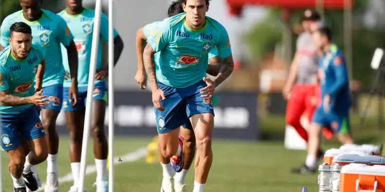 O atacante Pedro sofreu uma torção no joelho esquerdo durante o treino desta quarta-feira (4) e precisou deixar o campo mancando.