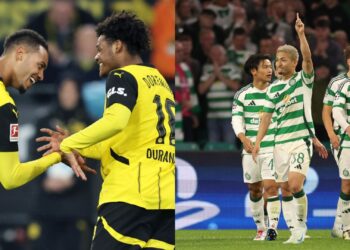 Montagem com jogadores do duelo Borussia Dortmund x Celtic