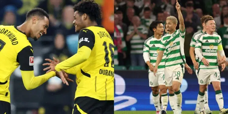 Montagem com jogadores do duelo Borussia Dortmund x Celtic
