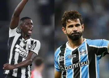 Montagem com jogadores do duelo Botafogo x Grêmio