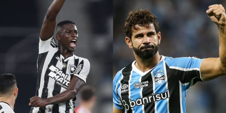 Montagem com jogadores do duelo Botafogo x Grêmio