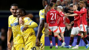 Montagem do duelo dos times Crystal Palace x Manchester United