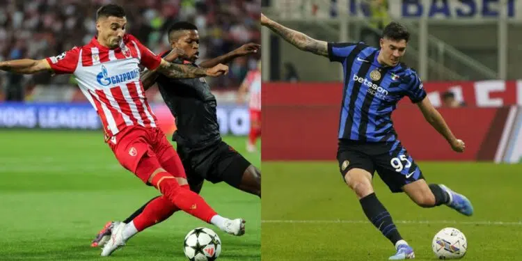 Inter de Milão x Estrela Vermelha: montagem com jogadores dos dois times