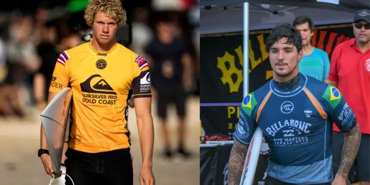 John John Florence e Gabriel Medina se preparando para entrar na água