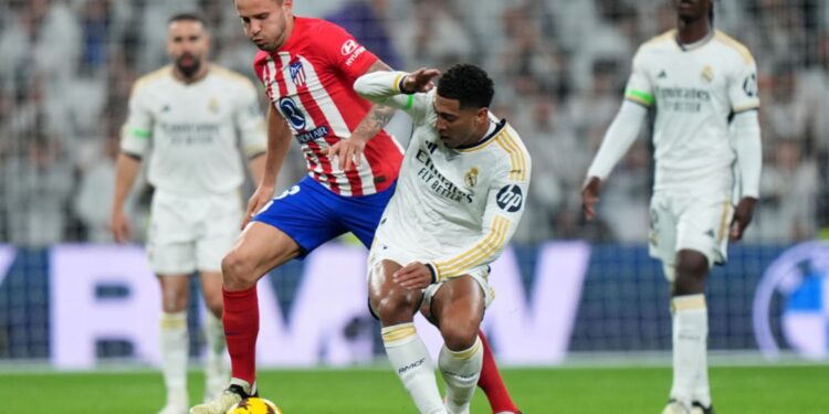 Jogadores do Real Madrid e Atlético de Madrid
