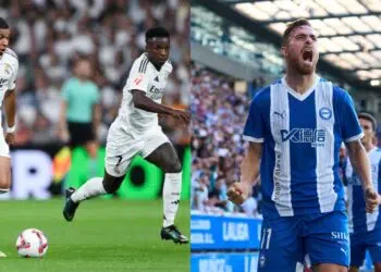 Montagem com times do duelo Real Madrid x alavés