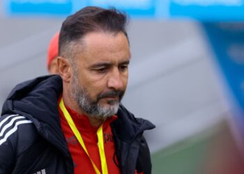 Vitor Pereira no comando do Flamengo, em 2023