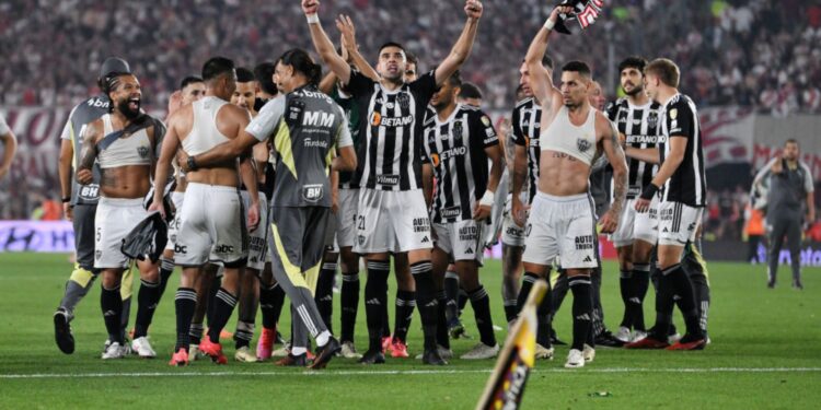 Jogadores do Atlético-MG comemoram a classificação para a final da Libertadores