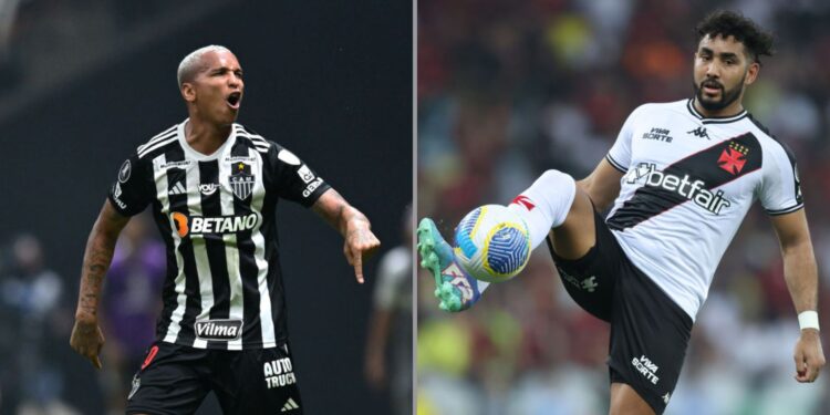 Na imagem à esquerda, Deyverson, atacante do Atlético-MG. Na imagem à direita, Dimitri Payet, meio-campista do Vasco