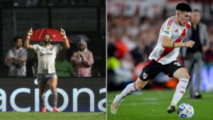 Na imagem à esquerda, Hulk levanta os braços ao céu e comemora o gol marcado na Copa do Brasil