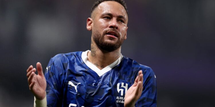 Neymar, jogador do Al HIlal, durante sua partida de reestreia, contra o Al Ain, em partida válida pela Champions da Ásia