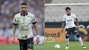 Na imagem à esquerda, Renato Augusto, ex-meio-campista do Corinthians. Na imagem à direita, Gil, ex-zagueiro do Corinthians