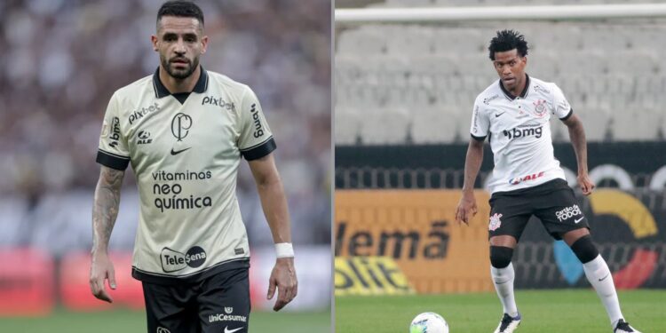 Na imagem à esquerda, Renato Augusto, ex-meio-campista do Corinthians. Na imagem à direita, Gil, ex-zagueiro do Corinthians