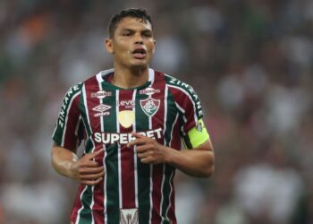 Thiago Silva, zagueiro do Fluminense, durante partida contra o São Paulo