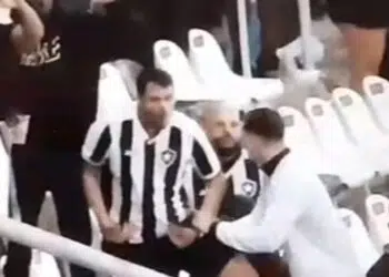 Torcedor do Botafogo é flagrado imitando gestos de um macaco em direção à torcida do Palmeiras