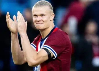 Erling Haaland, atacante da Noruega, durante partida contra a Eslovênia, válida pela Liga das Nações