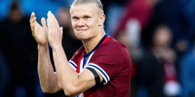 Erling Haaland, atacante da Noruega, durante partida contra a Eslovênia, válida pela Liga das Nações