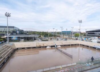 Academia Rafa Nadal amanhece alagada