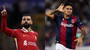 Montagem com jogadores do duelo Liverpool x Bologna