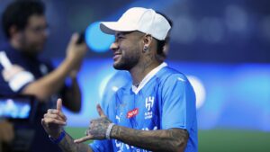 Neymar na comemoração do título saudita do Al-Hilal