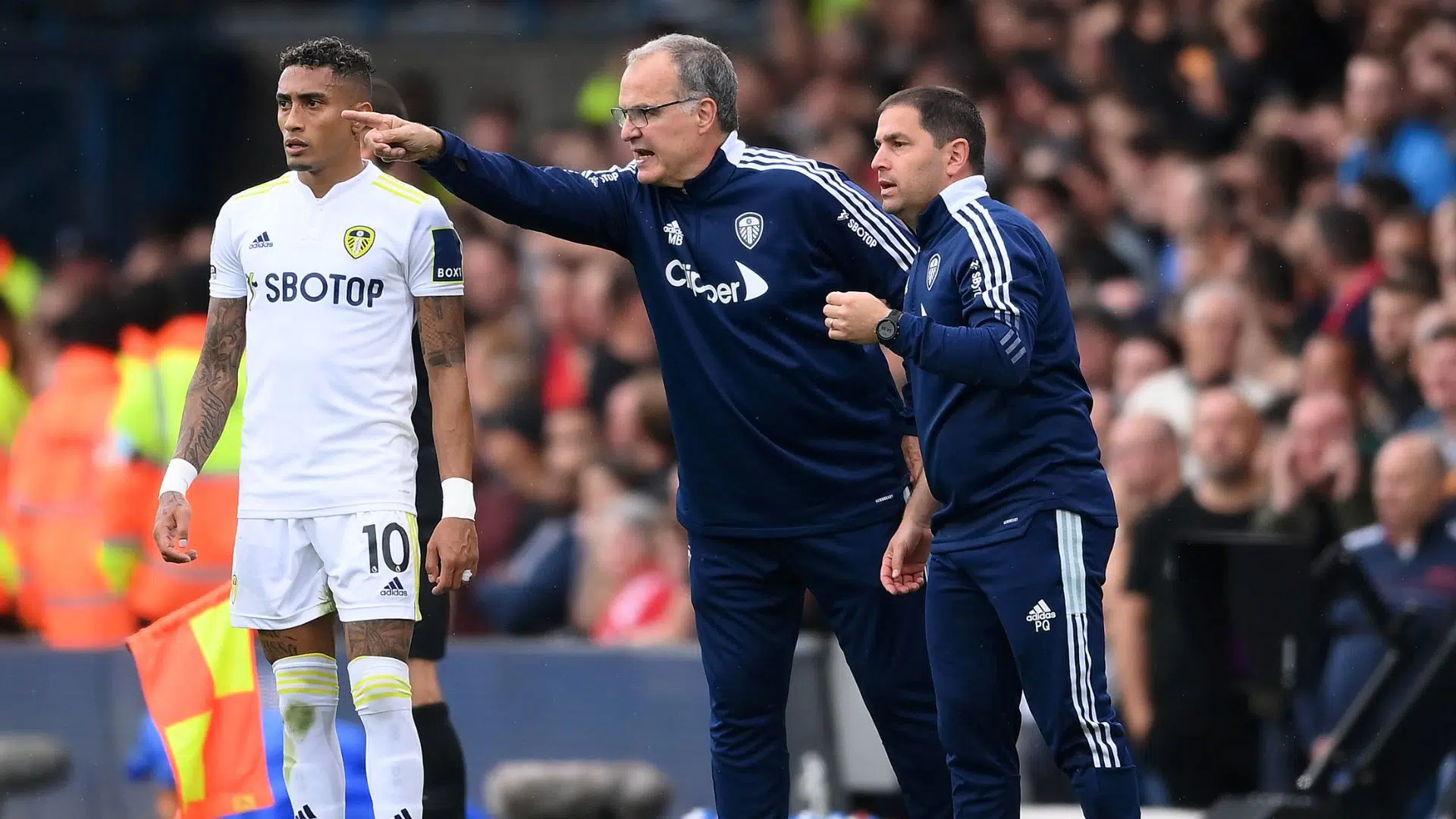 Raphinha com Marcelo Bielsa 
