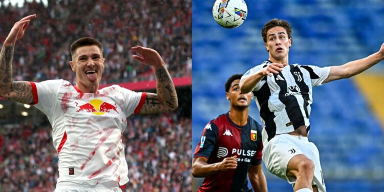Montagem com jogadores do duelo RB Leipzig x Juventus