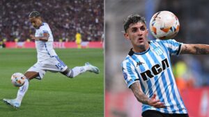 Na imagem à esquerda, Matheus Pereira, do Cruzeiro. Na imagem à direita, Martirena, do Racing