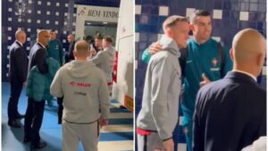 Jogadores da Polônia encontram Cristiano Ronaldo e tiram foto com o jogador português