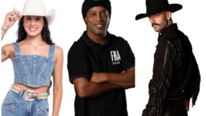 Ana Castela (esquerda), Ronaldinho Gaúcho (centro) e Luan Pereira (direita) são alguns dos nomes confirmados para o AgroPlay Futebol Solidário