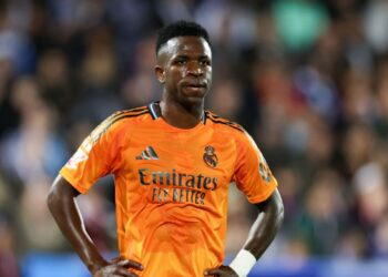 Vini Jr., do Real Madrid, durante partida contra o Leganés