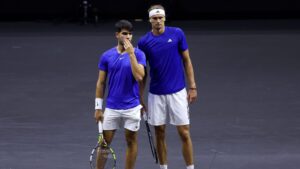 Carlos Alcaraz e Alexander Zverev juntos na Laver Cup
