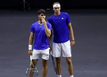 Carlos Alcaraz e Alexander Zverev juntos na Laver Cup