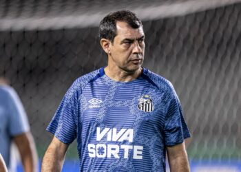 Fábio Carille em campo na disputa Coritiba x Santos