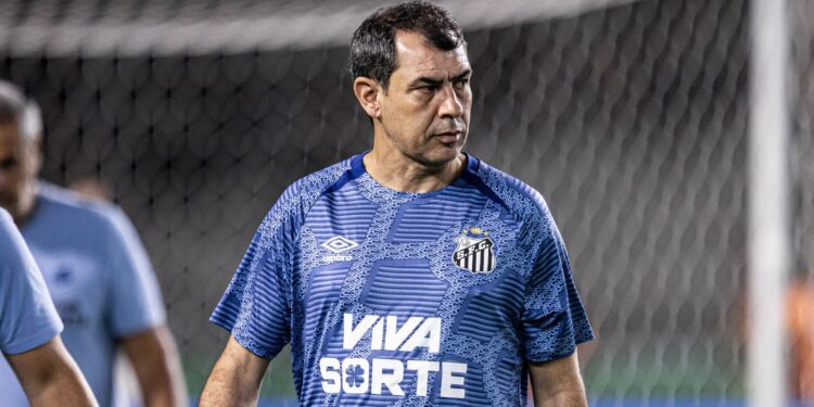 Fábio Carille em campo na disputa Coritiba x Santos