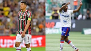 Thiago Silva e Hércules, em montagem para representar o confronto Fluminense x Fortaleza