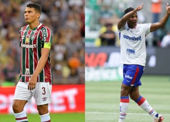 Thiago Silva e Hércules, em montagem para representar o confronto Fluminense x Fortaleza