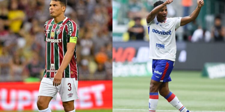 Thiago Silva e Hércules, em montagem para representar o confronto Fluminense x Fortaleza