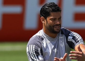 Hulk em treino do Atlético-MG em Buenos Aires, na Argentina
