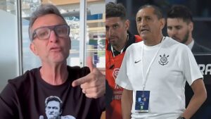 Craque Neto, apresentador, e Ramón Díaz, técnico do Corinthians