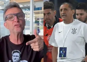 Craque Neto, apresentador, e Ramón Díaz, técnico do Corinthians