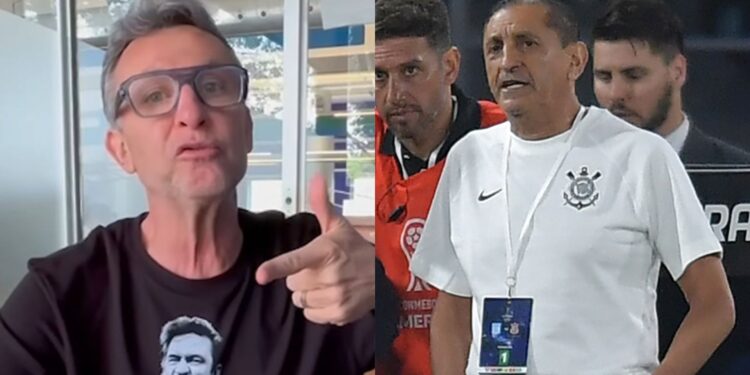 Craque Neto, apresentador, e Ramón Díaz, técnico do Corinthians