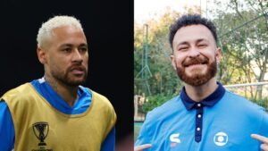 Neymar e Fred Bruno, lado a lado, em montagem de fotos