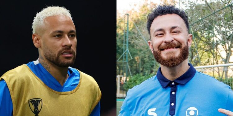 Neymar e Fred Bruno, lado a lado, em montagem de fotos