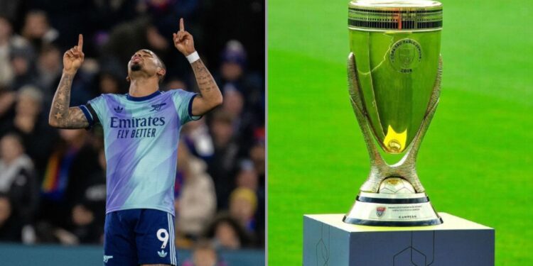 Na imagem à esquerda, Gabriel Jesus, do Arsenal. Na imagem à direita, foto do troféu da Copinha
