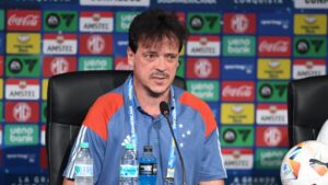 Fernando Diniz, treinador do Cruzeiro, durante entrevista coletva antes da final da Sul-Americana entre Cruzeiro e Racing