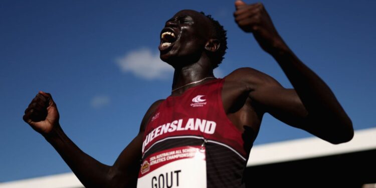 Gout Gout, velocista australiano, durante campeonato na Austrália
