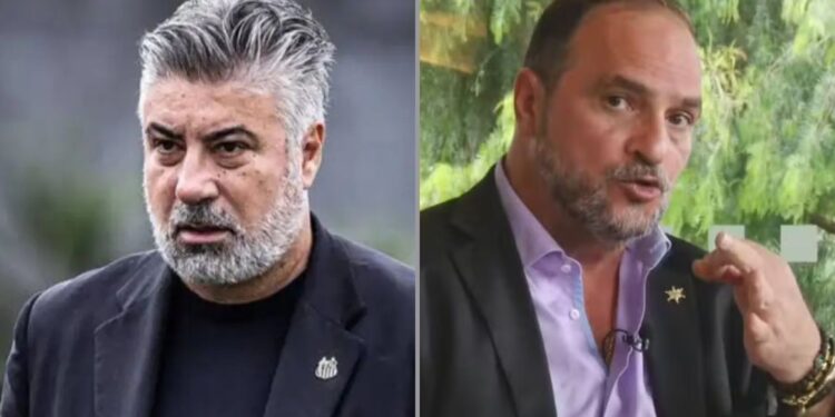Na imagem à esquerda, Alexandre Gallo, executivo de futebol do Santos. Na imagem à direita, Romeu Tuma Jr., presidente do Conselho do Corinthians