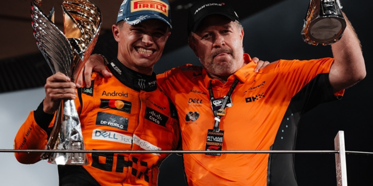 Norris venceu e garantiu o título de construtores. Fonte: @landonorris