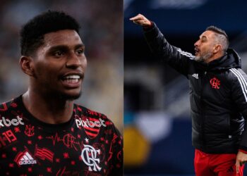 Hugo Souza, goleiro do Corinthians, fala sobre Vitor Pereira, ex-Flamengo.