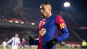 Raphinha em ação na partida entre Barcelona e Leganés